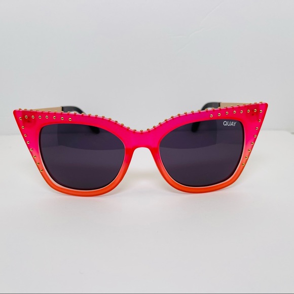Quay x Saweetie Harper Studded Sunglasses Matte Coral/Black ID:49786 - Picture 2 of 10